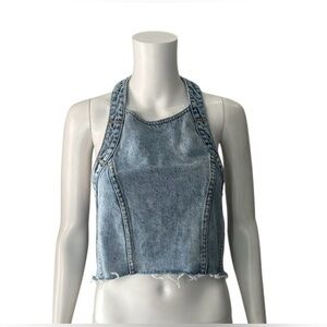 Ksubi Whip Halter Super Freak Denim Crop Top Size L